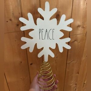 Rae Dunn White and Gold Peace Snowflake Tree Topper AS IS